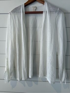 Chico's White Lightweight Open-Front Cardigan